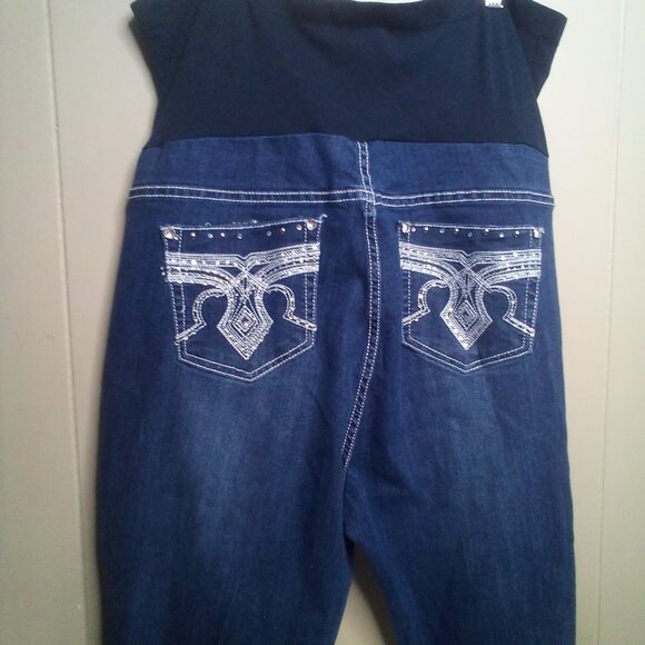 Tala Maternity Jeans 2X Full Panel Straight Leg Embellished Pockets Blue - Picture 5 of 15